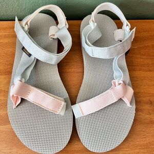 Pink and Grey Metallic Teva Sandals